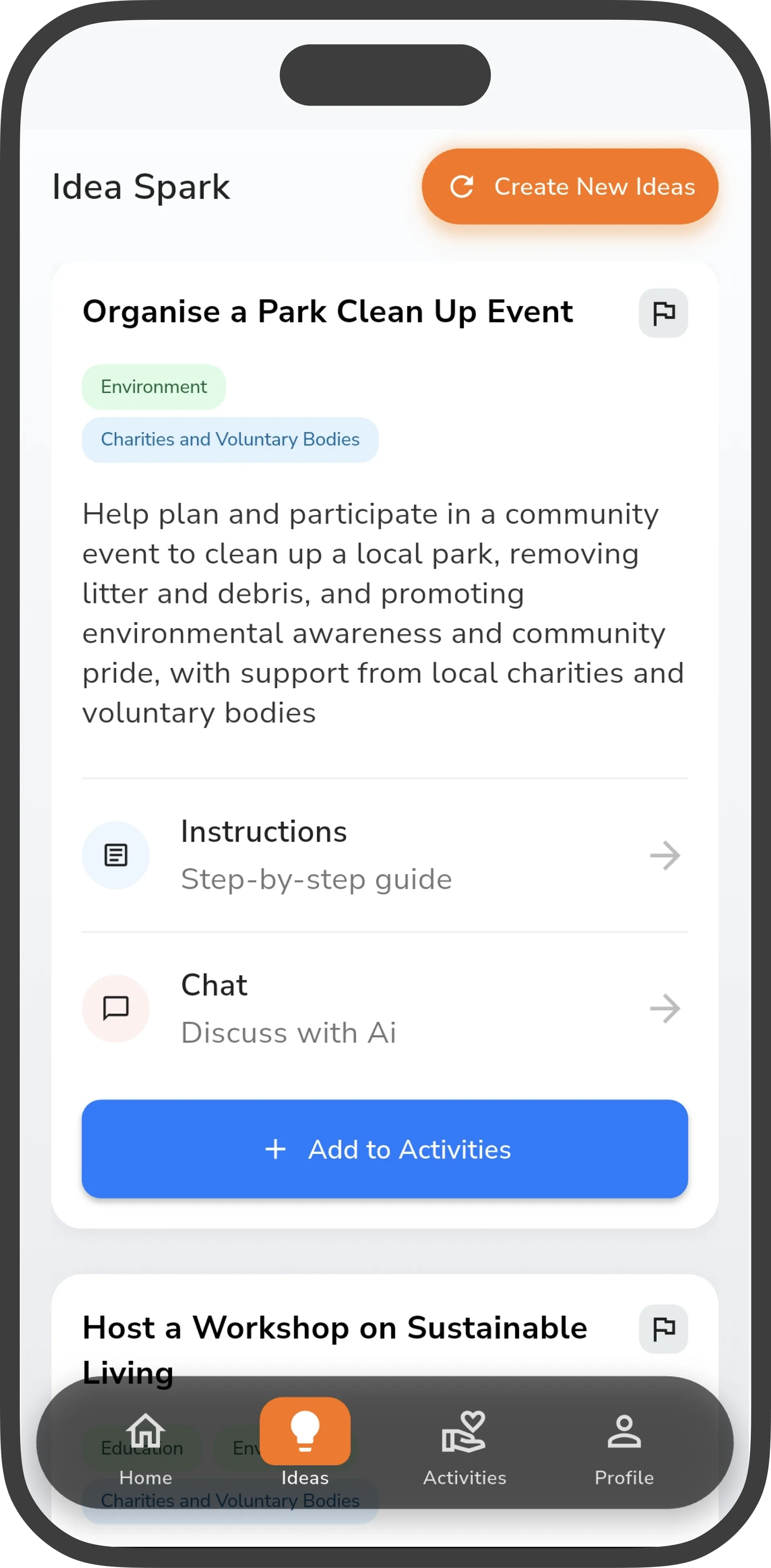 Impactful app AI assistant helping users find and sign up for volunteering activities based on their preferences